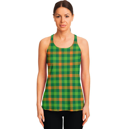 Irish Buffalo Check Pattern Print Women's Racerback Tank Top