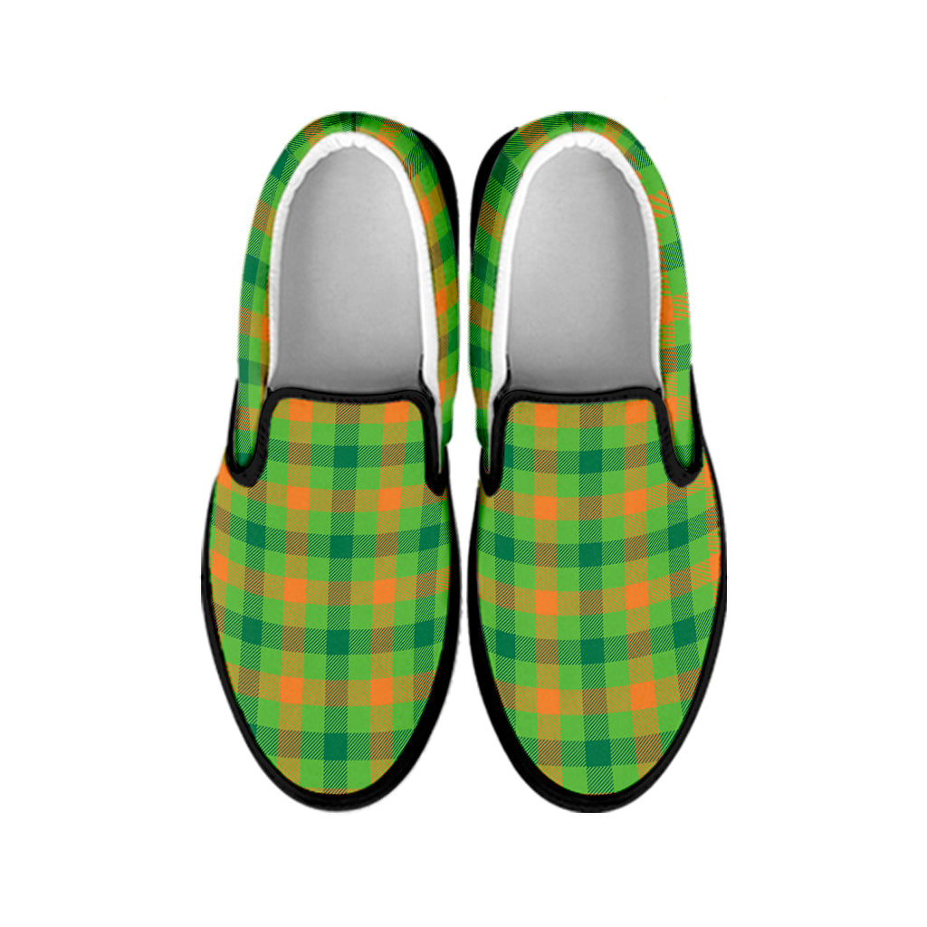 Irish Buffalo Plaid Pattern Print Black Slip On Shoes