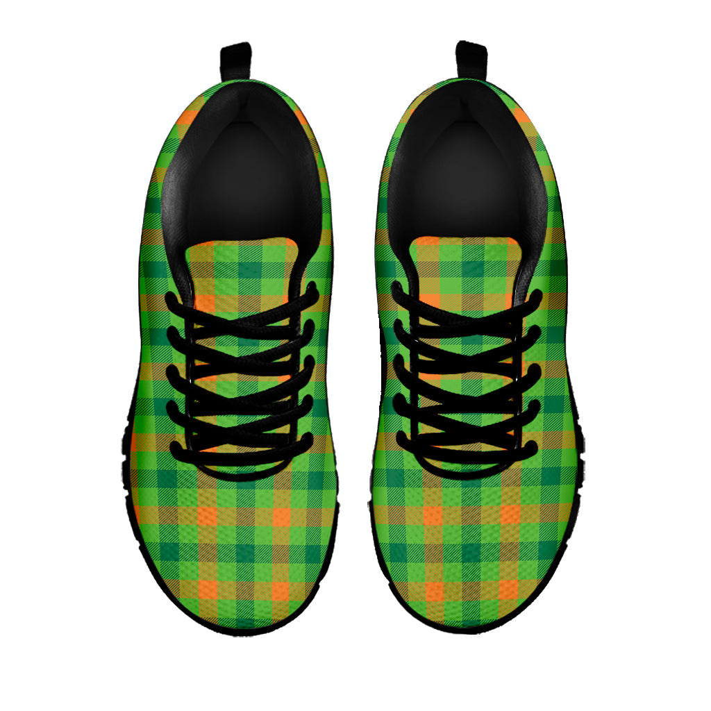 Irish Buffalo Plaid Pattern Print Black Sneakers