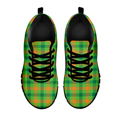 Irish Buffalo Plaid Pattern Print Black Sneakers
