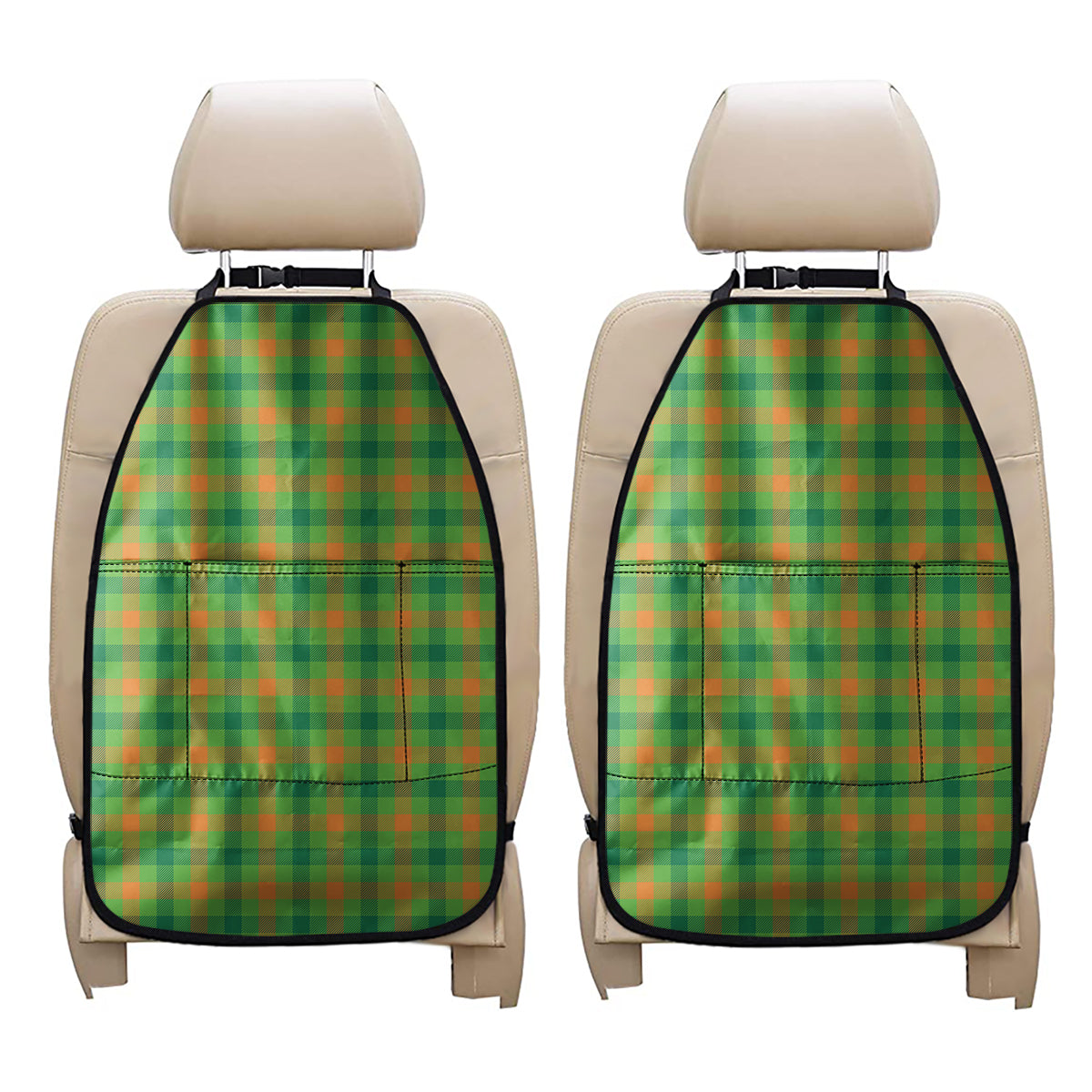 Irish Buffalo Plaid Pattern Print Car Seat Organizers