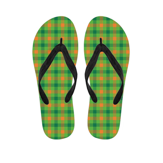 Irish Buffalo Plaid Pattern Print Flip Flops