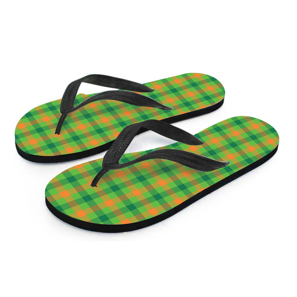 Irish Buffalo Plaid Pattern Print Flip Flops