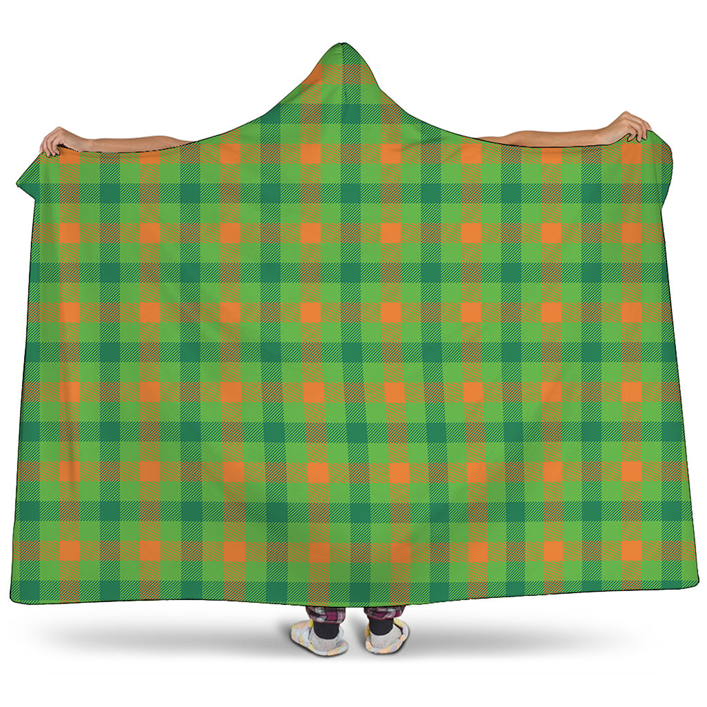 Irish Buffalo Plaid Pattern Print Hooded Blanket