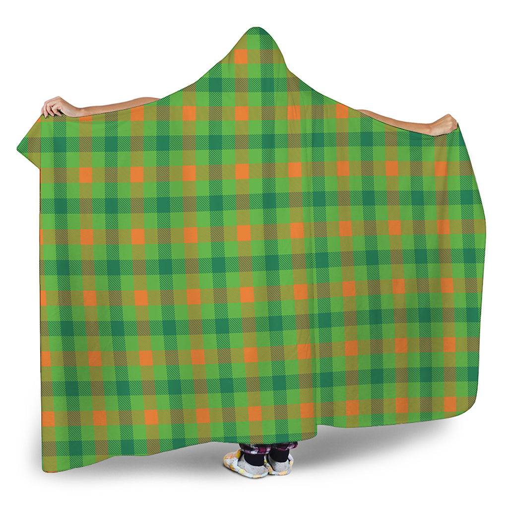 Irish Buffalo Plaid Pattern Print Hooded Blanket