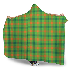 Irish Buffalo Plaid Pattern Print Hooded Blanket