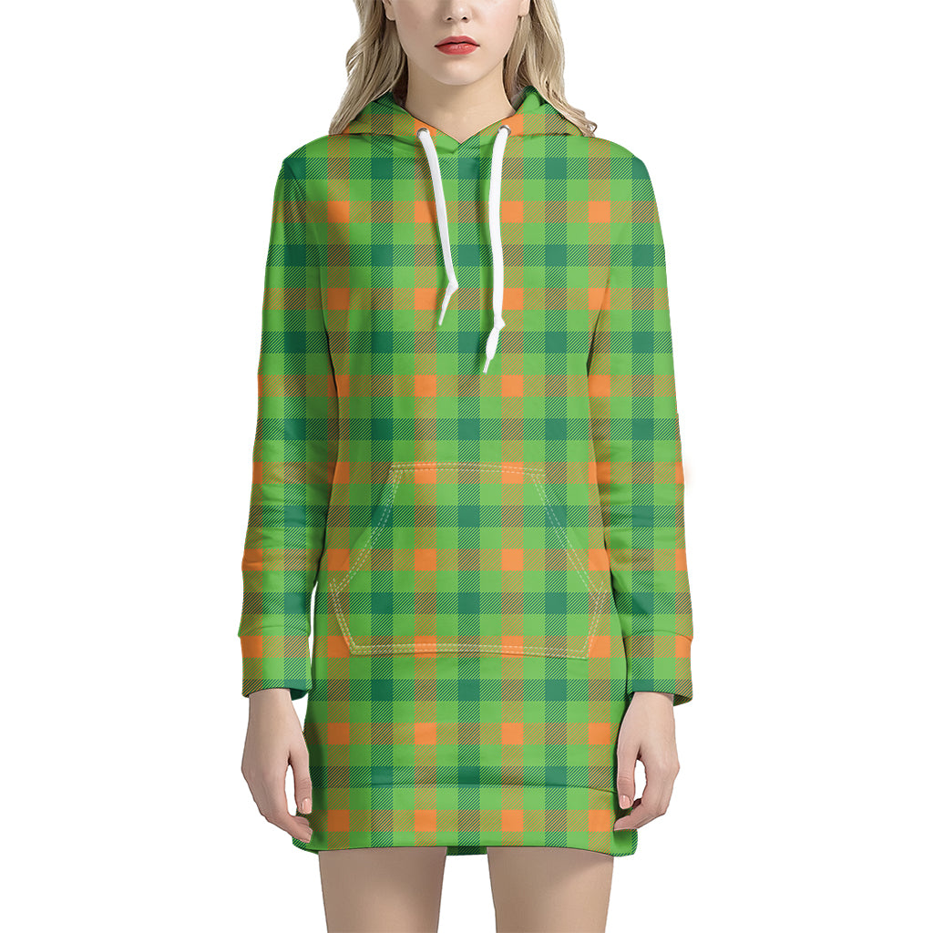 Irish Buffalo Plaid Pattern Print Hoodie Dress