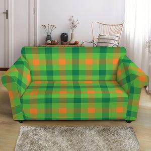 Irish Buffalo Plaid Pattern Print Loveseat Slipcover