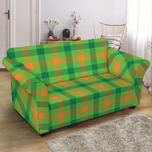 Irish Buffalo Plaid Pattern Print Loveseat Slipcover