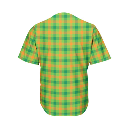 Irish Buffalo Plaid Pattern Print Men's Baseball Jersey