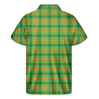 Irish Buffalo Plaid Pattern Print Men's Short Sleeve Shirt