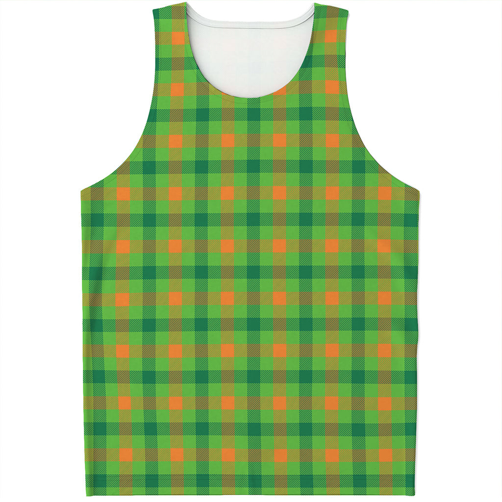 Irish Buffalo Plaid Pattern Print Men's Tank Top