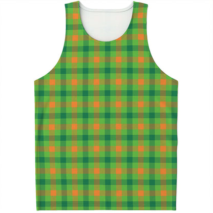 Irish Buffalo Plaid Pattern Print Men's Tank Top