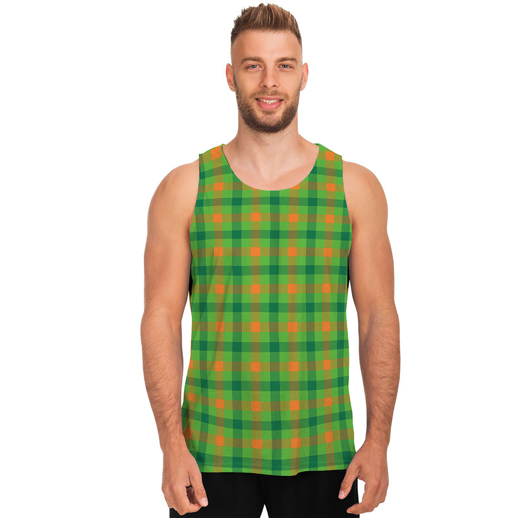 Irish Buffalo Plaid Pattern Print Men's Tank Top