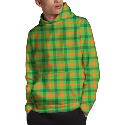Irish Buffalo Plaid Pattern Print Pullover Hoodie