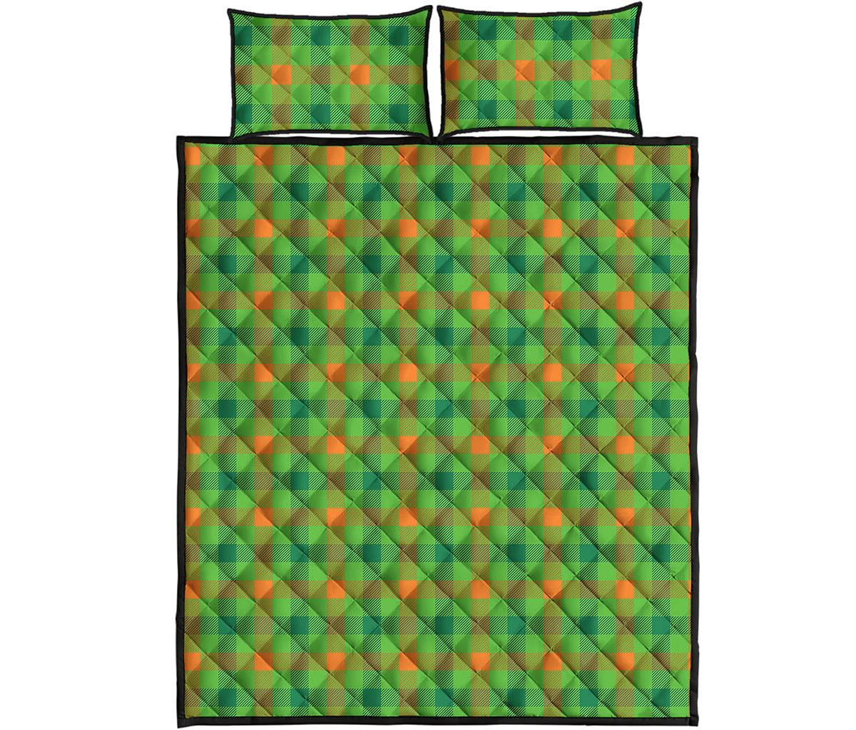 Irish Buffalo Plaid Pattern Print Quilt Bed Set