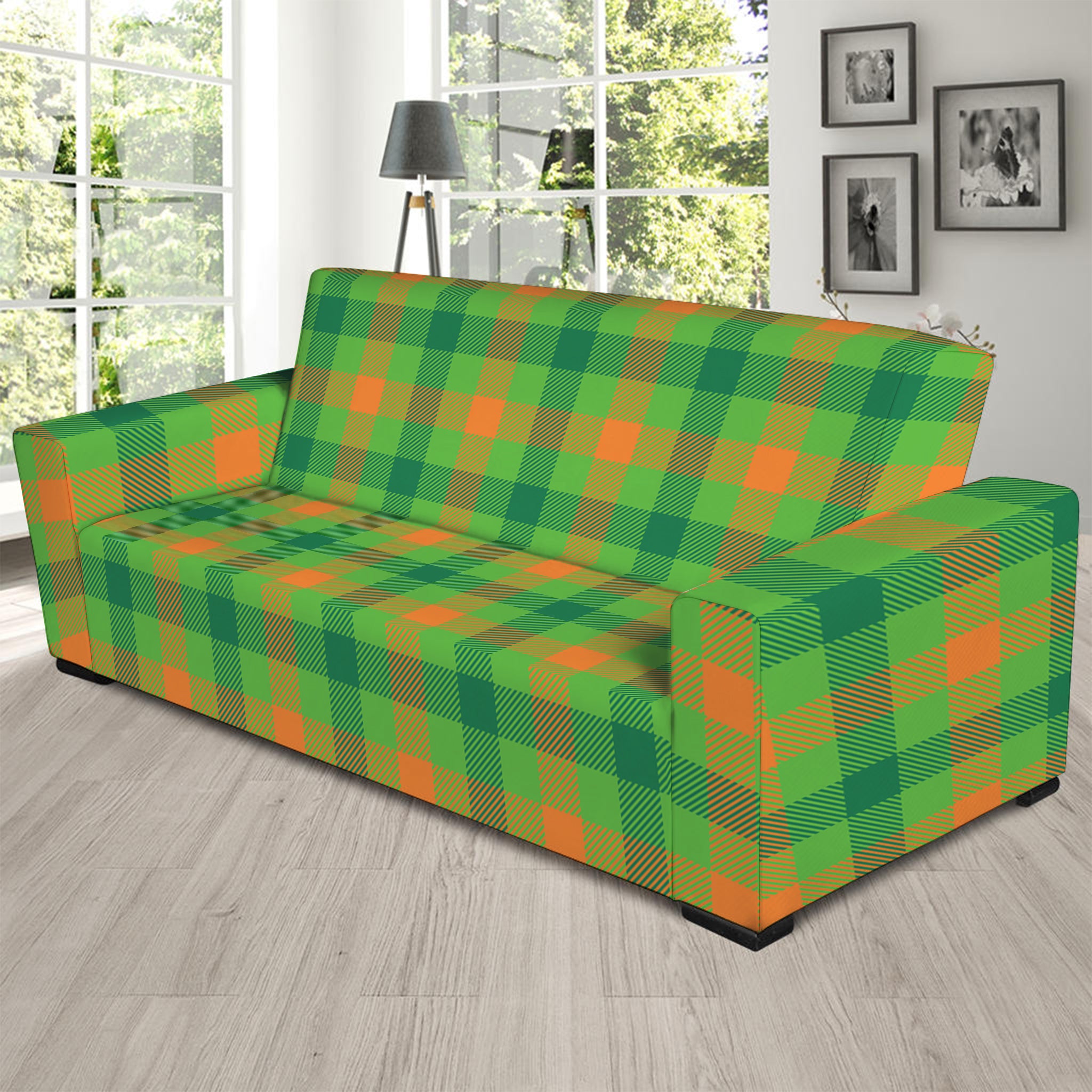 Irish Buffalo Plaid Pattern Print Sofa Slipcover