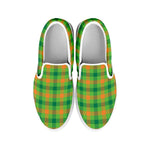 Irish Buffalo Plaid Pattern Print White Slip On Shoes