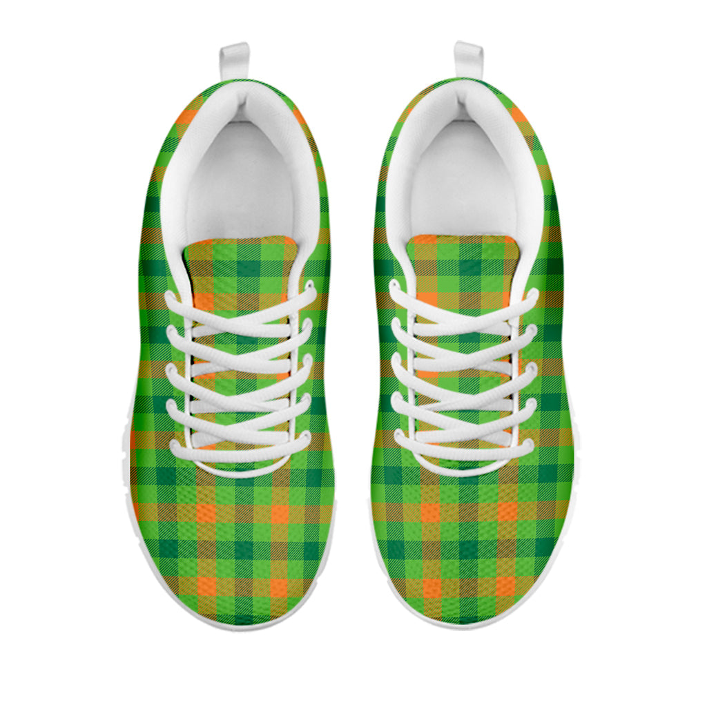 Irish Buffalo Plaid Pattern Print White Sneakers