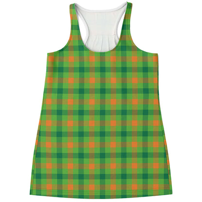 Irish Buffalo Plaid Pattern Print Women's Racerback Tank Top