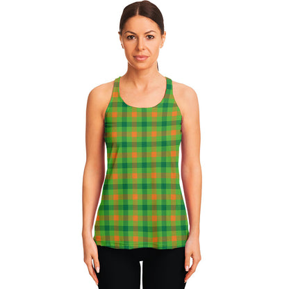 Irish Buffalo Plaid Pattern Print Women's Racerback Tank Top
