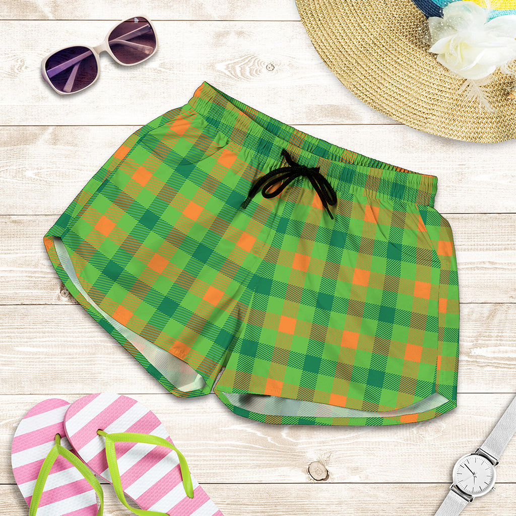 Irish Buffalo Plaid Pattern Print Women's Shorts