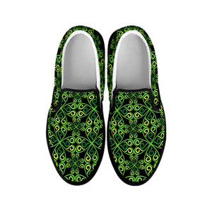 Irish Celtic Symbol Pattern Print Black Slip On Shoes