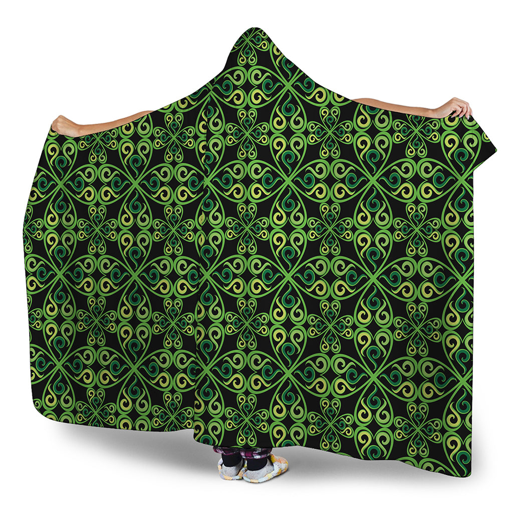Irish Celtic Symbol Pattern Print Hooded Blanket