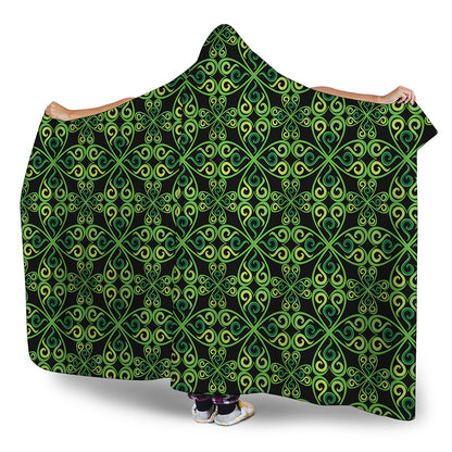 Irish Celtic Symbol Pattern Print Hooded Blanket