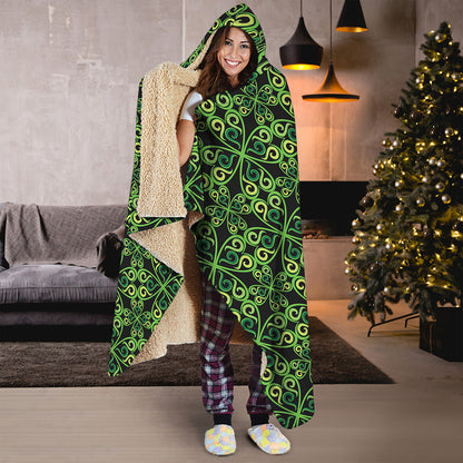Irish Celtic Symbol Pattern Print Hooded Blanket