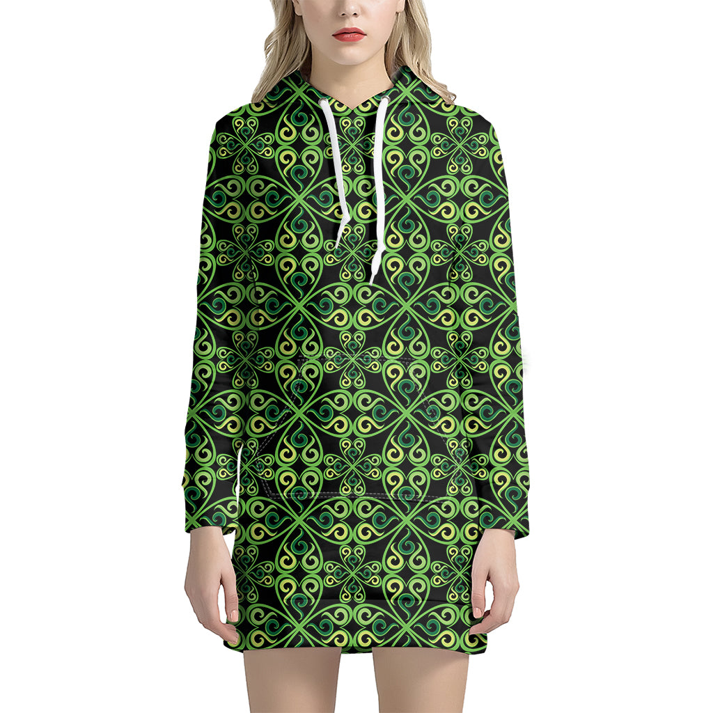 Irish Celtic Symbol Pattern Print Hoodie Dress