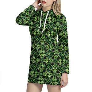 Irish Celtic Symbol Pattern Print Hoodie Dress