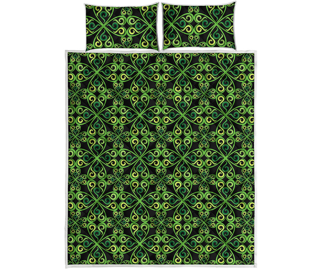 Irish Celtic Symbol Pattern Print Quilt Bed Set