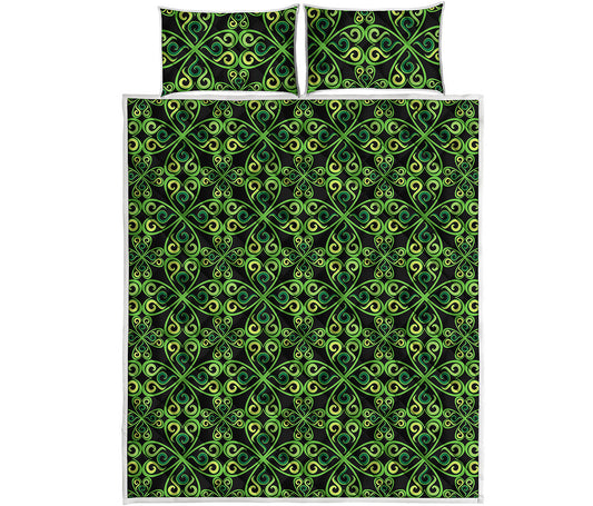 Irish Celtic Symbol Pattern Print Quilt Bed Set
