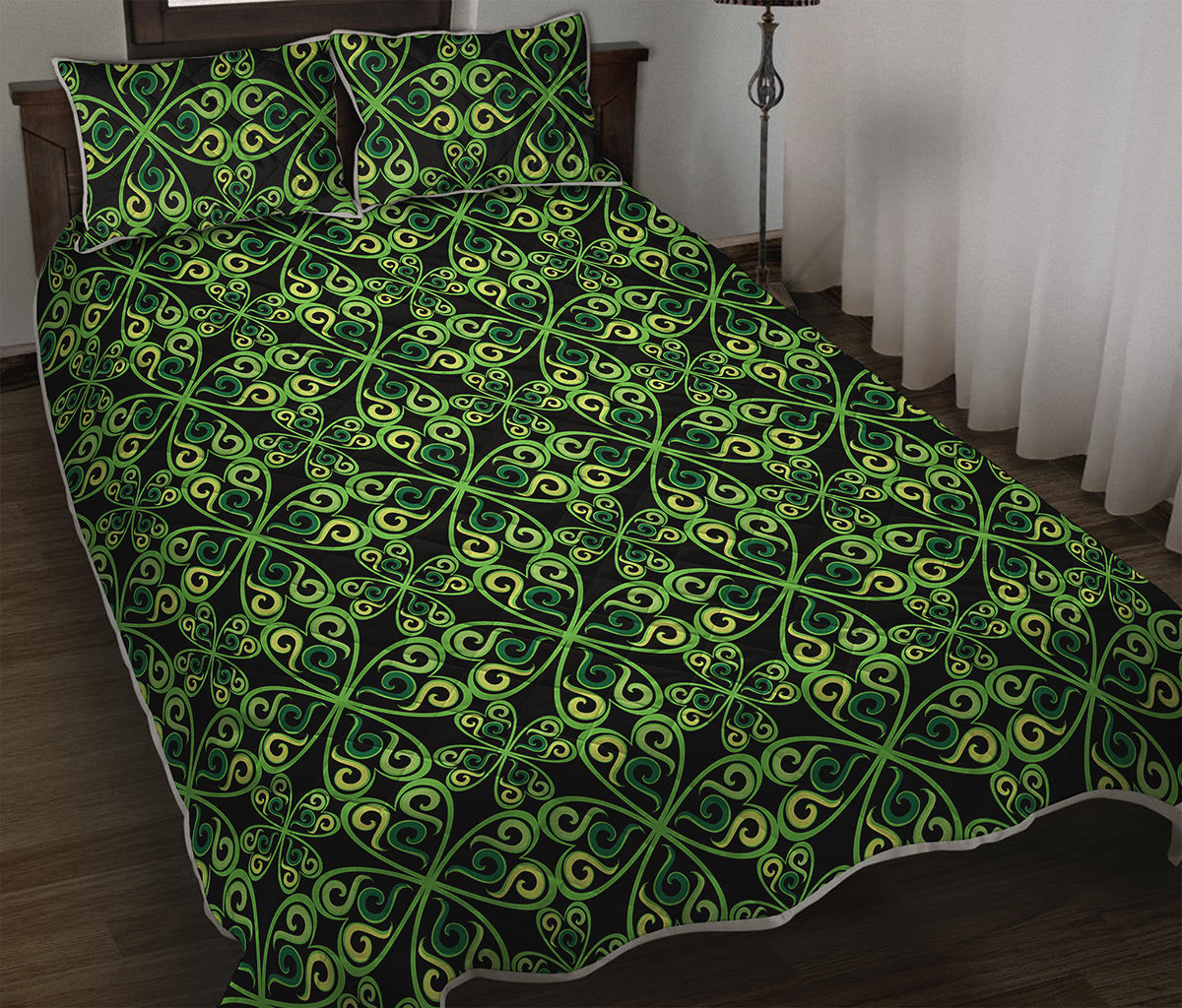 Irish Celtic Symbol Pattern Print Quilt Bed Set