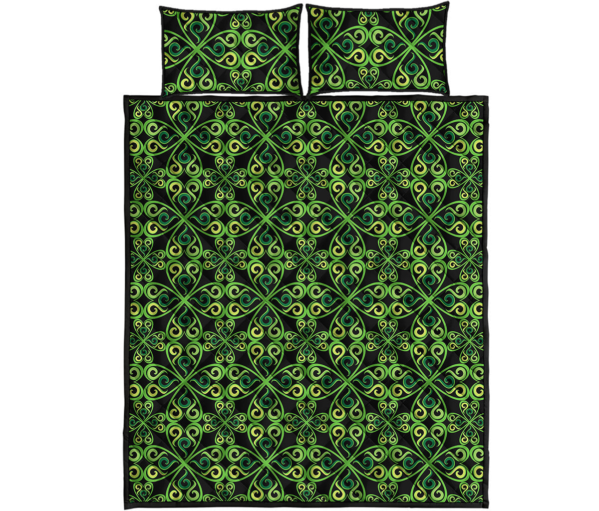 Irish Celtic Symbol Pattern Print Quilt Bed Set