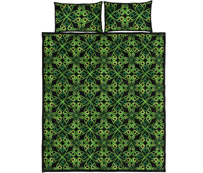 Irish Celtic Symbol Pattern Print Quilt Bed Set