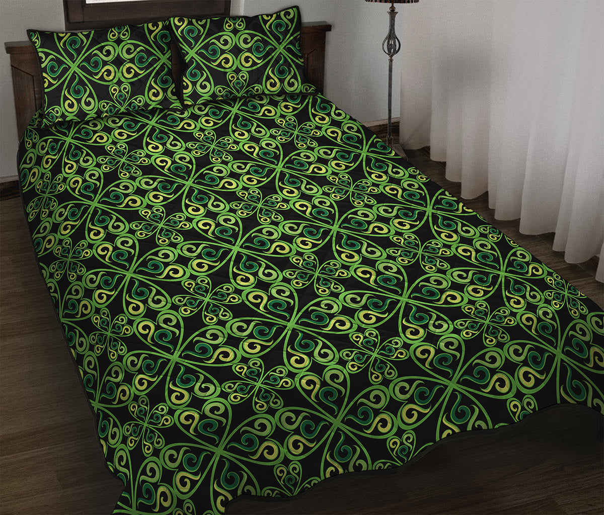 Irish Celtic Symbol Pattern Print Quilt Bed Set