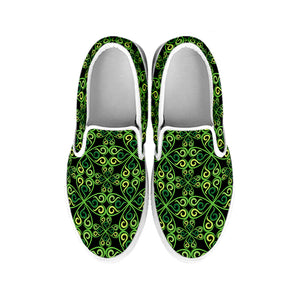 Irish Celtic Symbol Pattern Print White Slip On Shoes