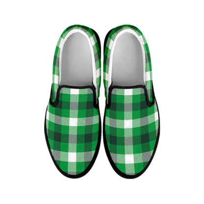 Irish Check Saint Patrick's Day Print Black Slip On Shoes