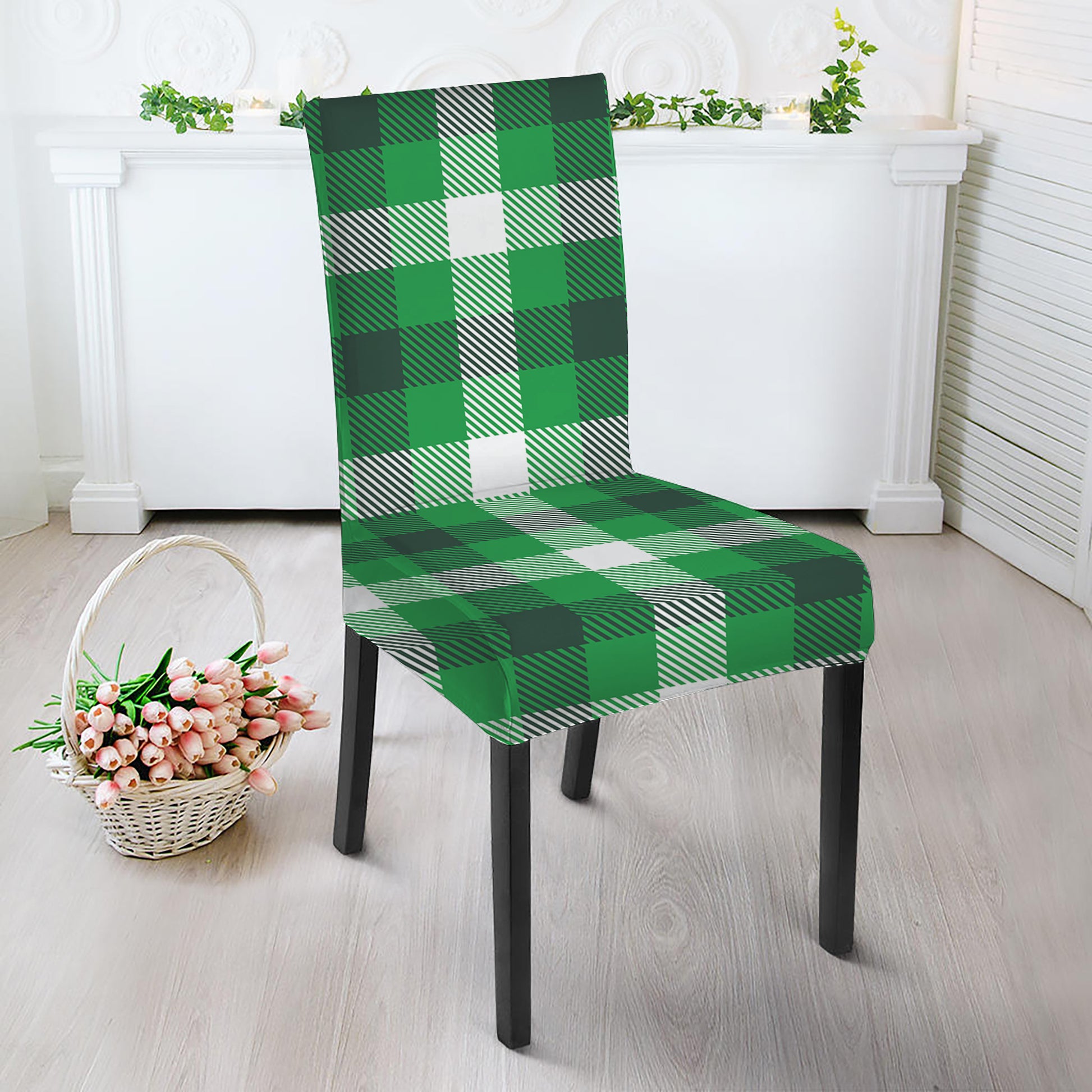 Irish Check Saint Patrick's Day Print Dining Chair Slipcover