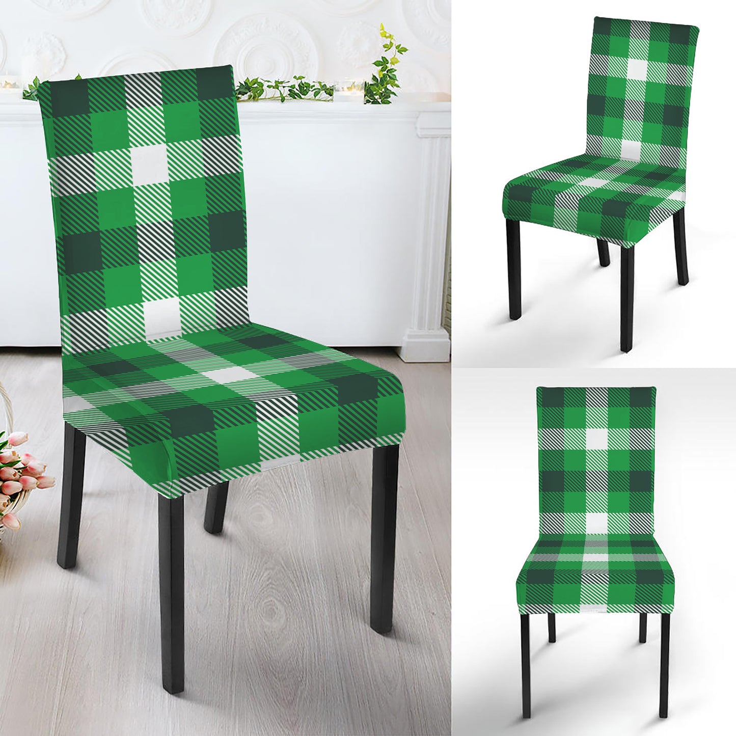 Irish Check Saint Patrick's Day Print Dining Chair Slipcover