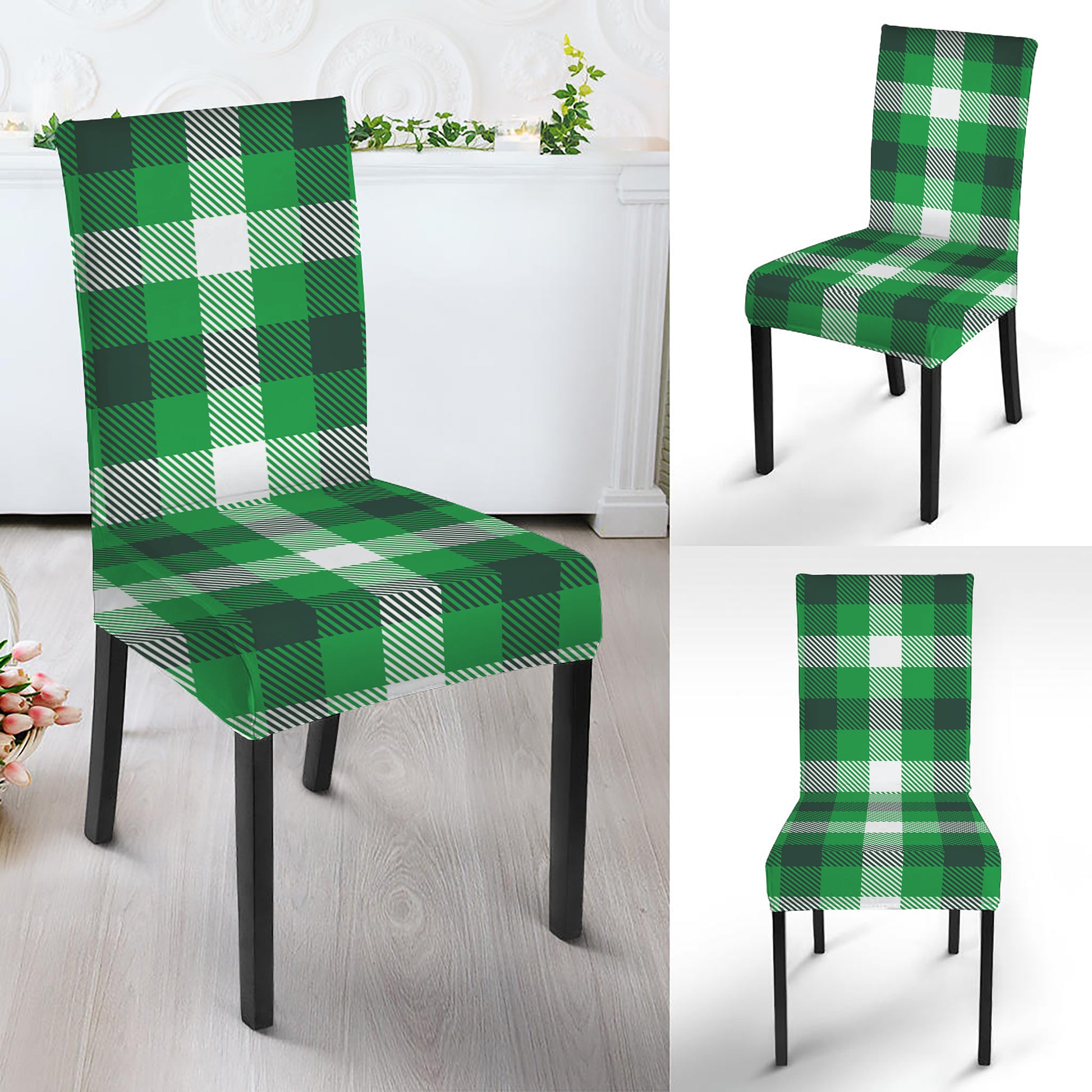 Irish Check Saint Patrick's Day Print Dining Chair Slipcover