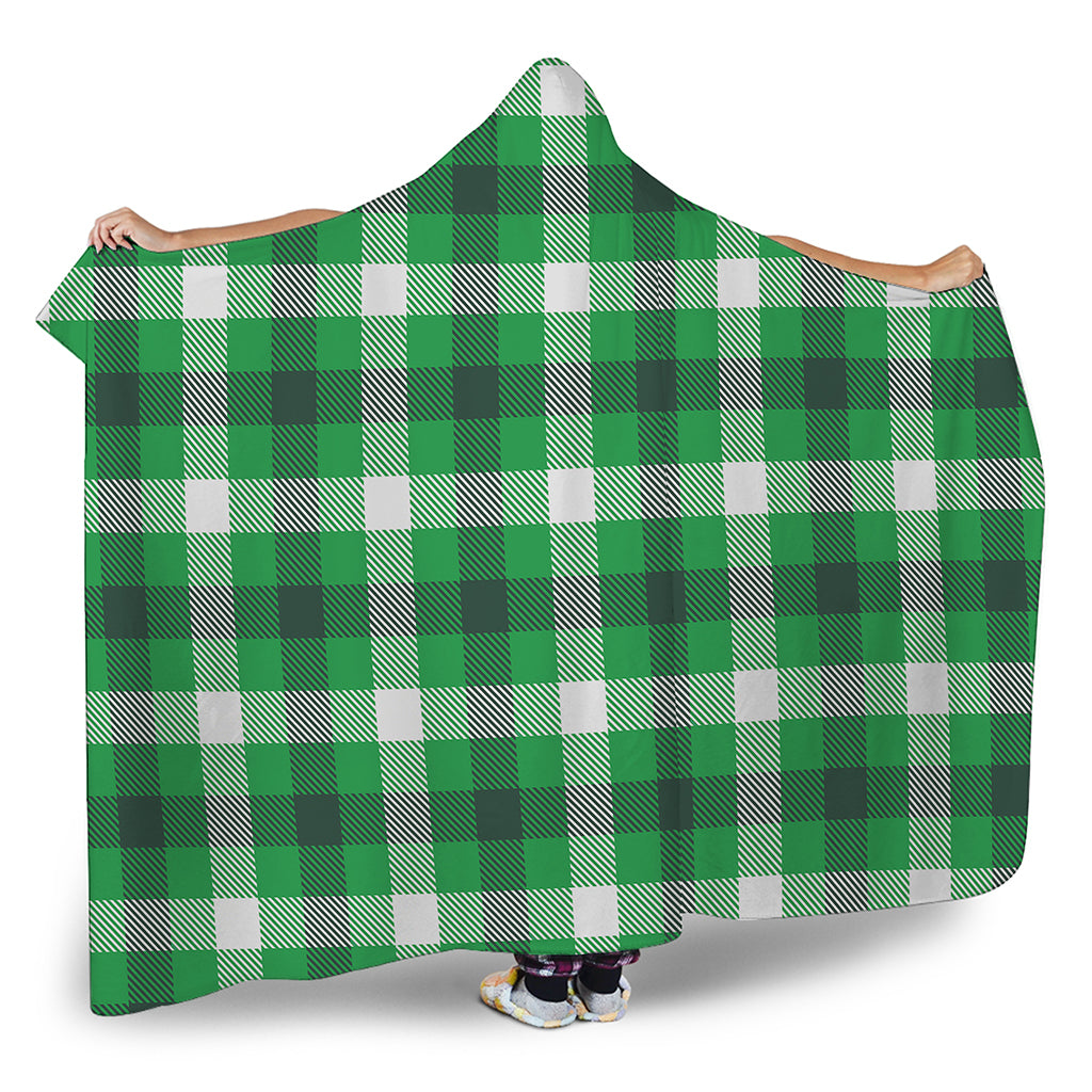 Irish Check Saint Patrick's Day Print Hooded Blanket
