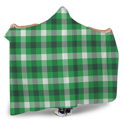Irish Check Saint Patrick's Day Print Hooded Blanket