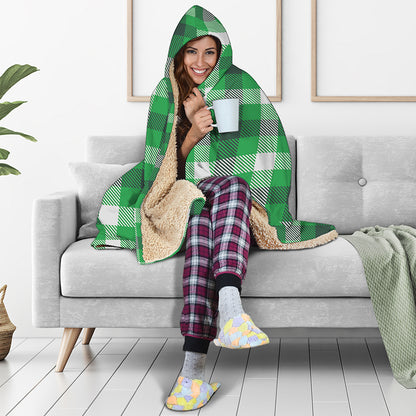 Irish Check Saint Patrick's Day Print Hooded Blanket