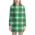 Irish Check Saint Patrick's Day Print Pullover Hoodie Dress