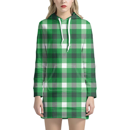 Irish Check Saint Patrick's Day Print Hoodie Dress