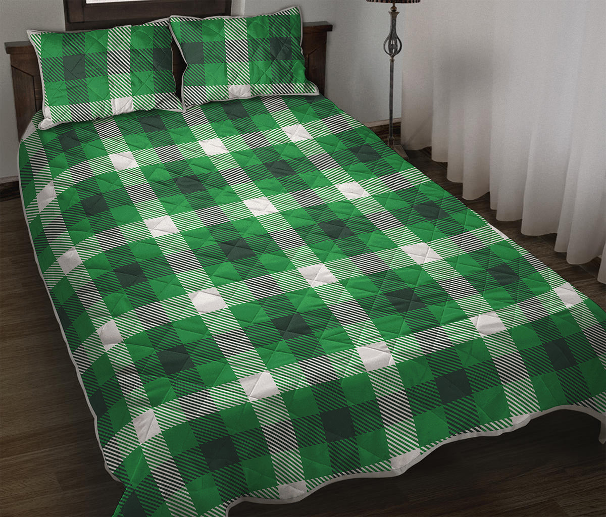Irish Check Saint Patrick's Day Print Quilt Bed Set