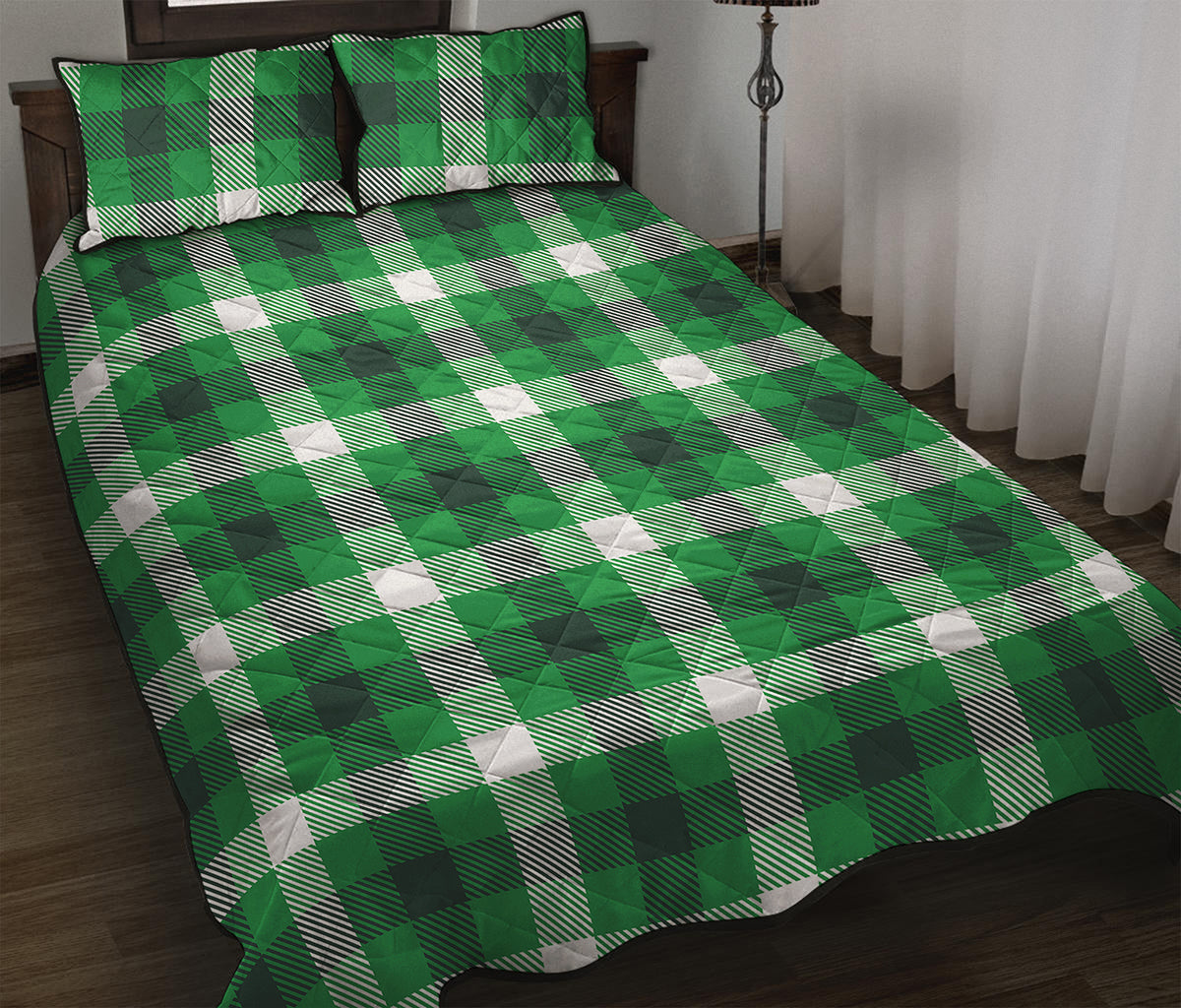 Irish Check Saint Patrick's Day Print Quilt Bed Set